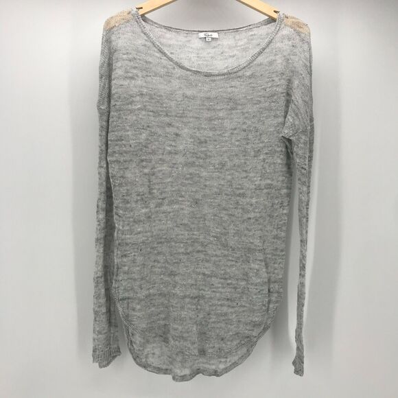 Rails Sweater Womens Small Gray Space Dye Open Knit Scoop Neck Semi Sheer - Picture 1 of 8